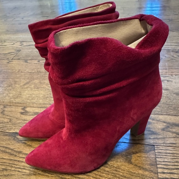 Chinese Laundry Shoes - Kristen Cavallari Chinese Laundry Red Suede Slouch Ankle Boots Size 9 / 40